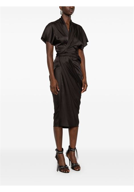 Black tie-fastening satin wrap dress Rick Owens - women RICK OWENS | RP02D3542SCH78